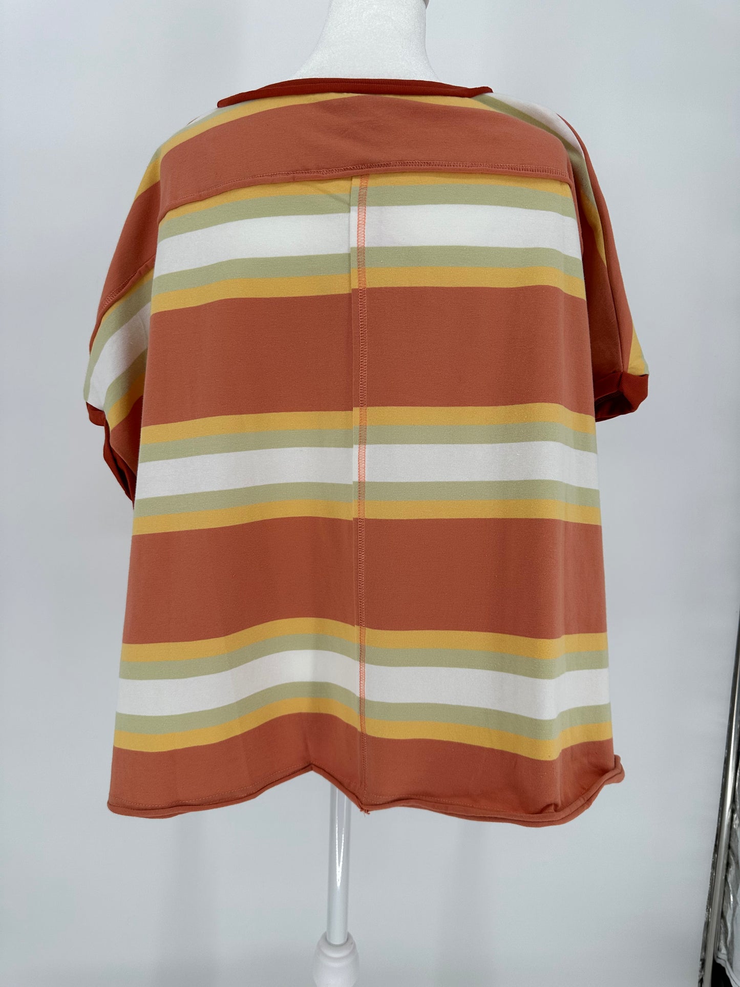 Umgee Burnt Orange Striped Crop Top with Side Splits