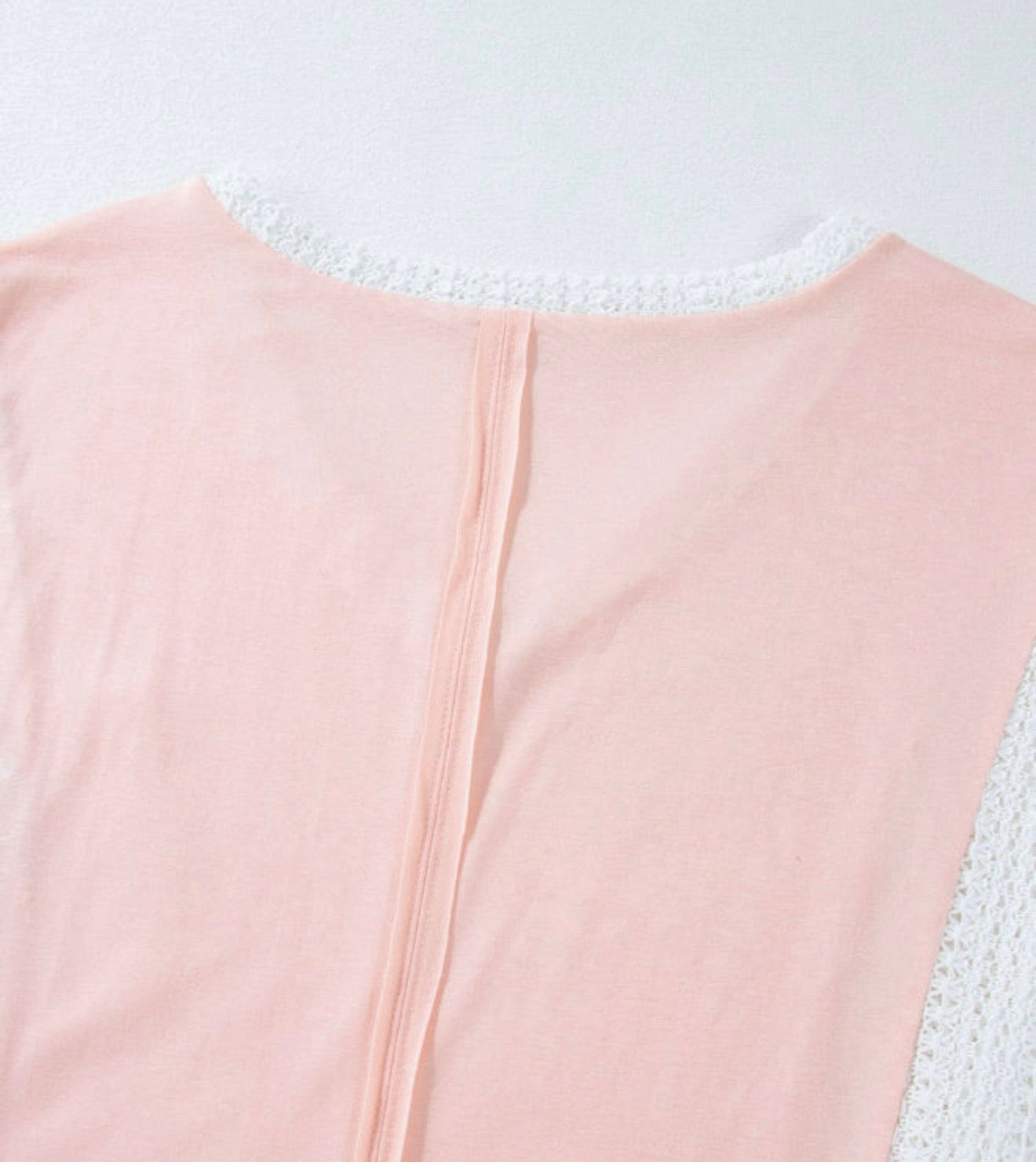 Pink Lace Patchwork Top with Bat Wing Sleeve