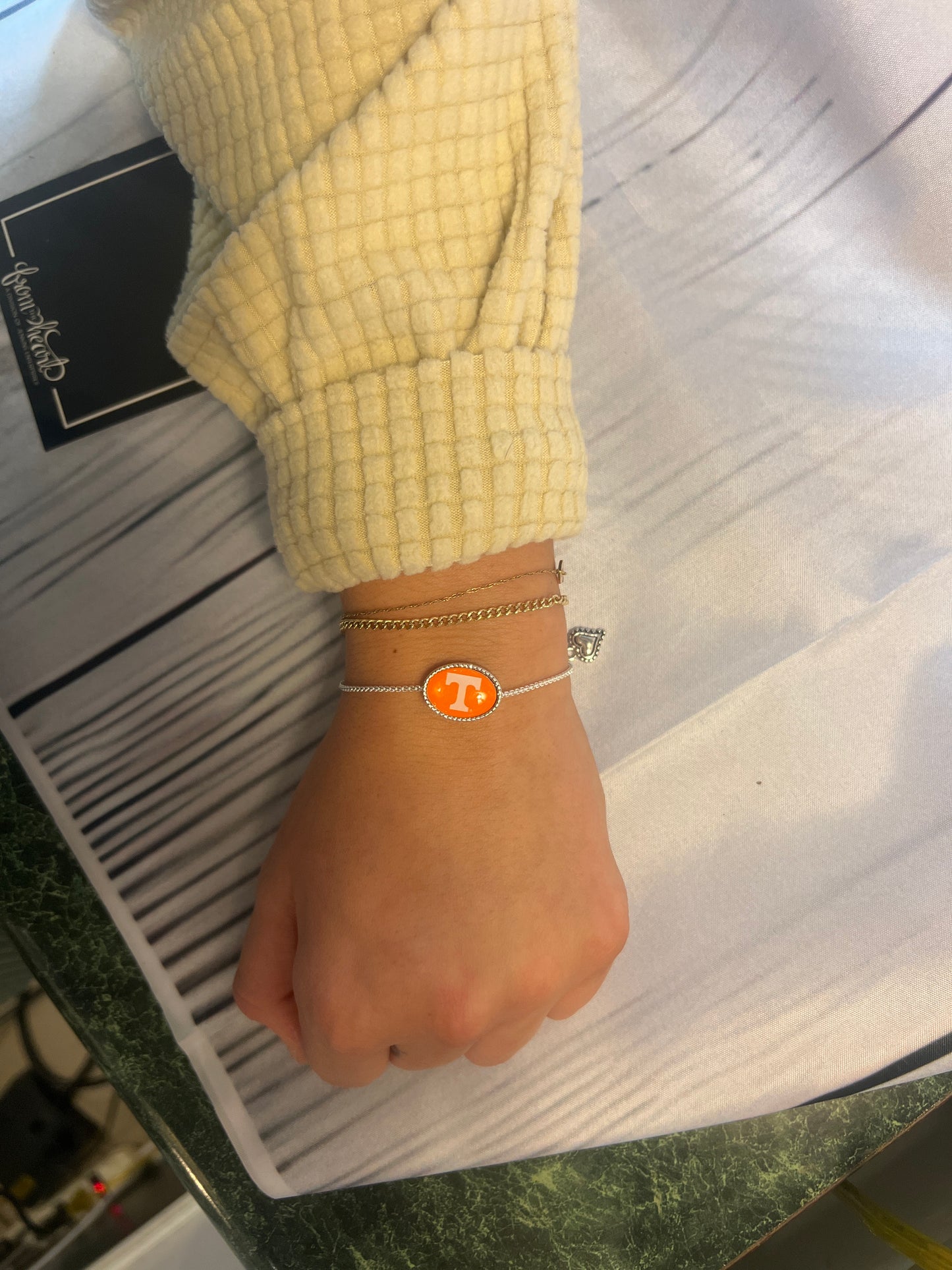 Silver Oval Power T bracelet | from the heart