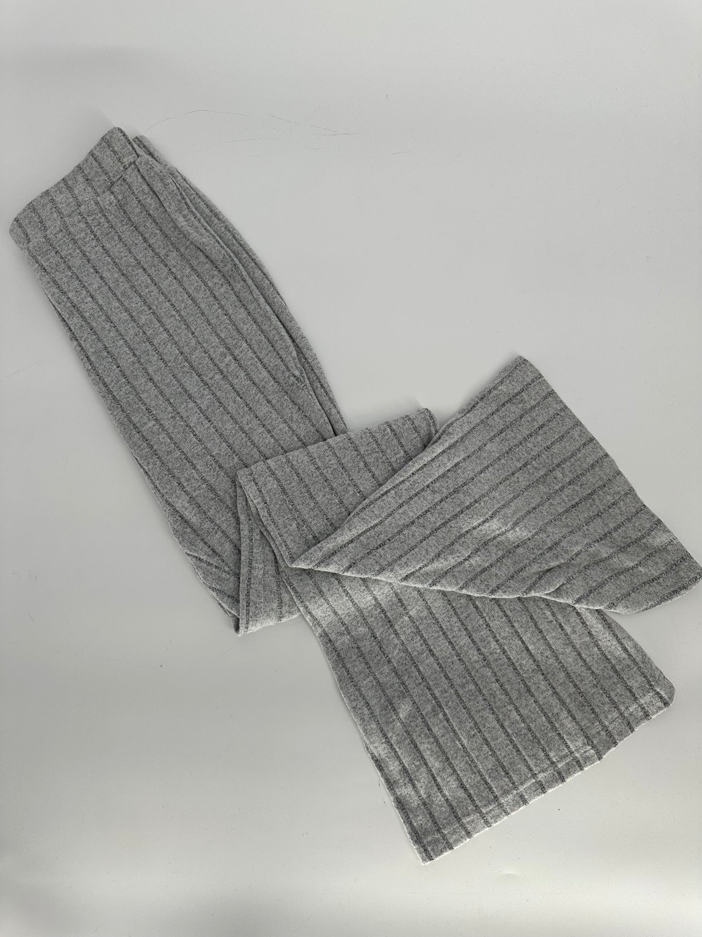 Gray Soft Ribbed Bell-Bottoms
