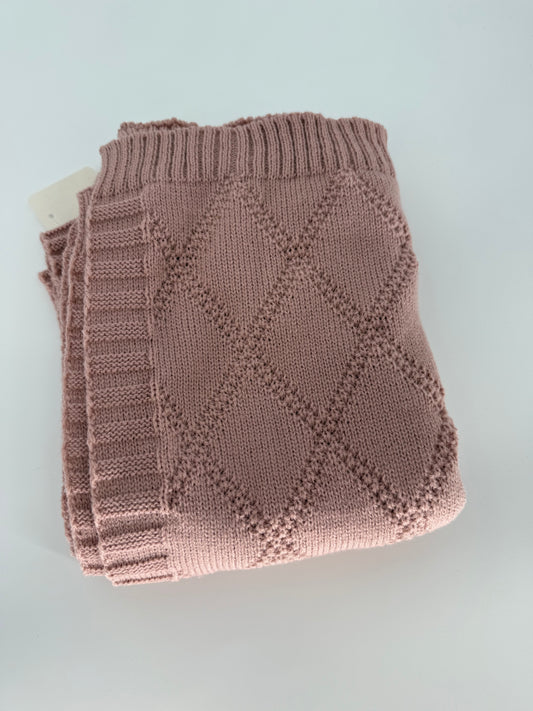Woven “sweater” Baby Blanket in Blue or Mauve