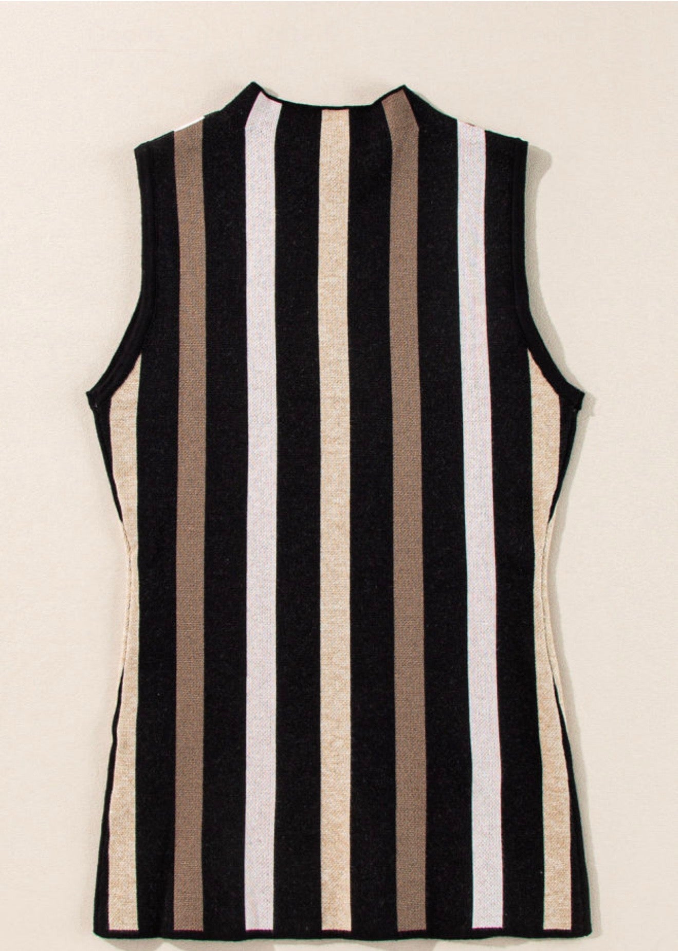 Black sleeveless sweater with Brown Stripes