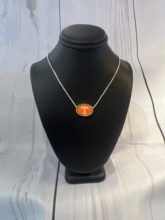 Silver oval shape power T necklace| from the heart