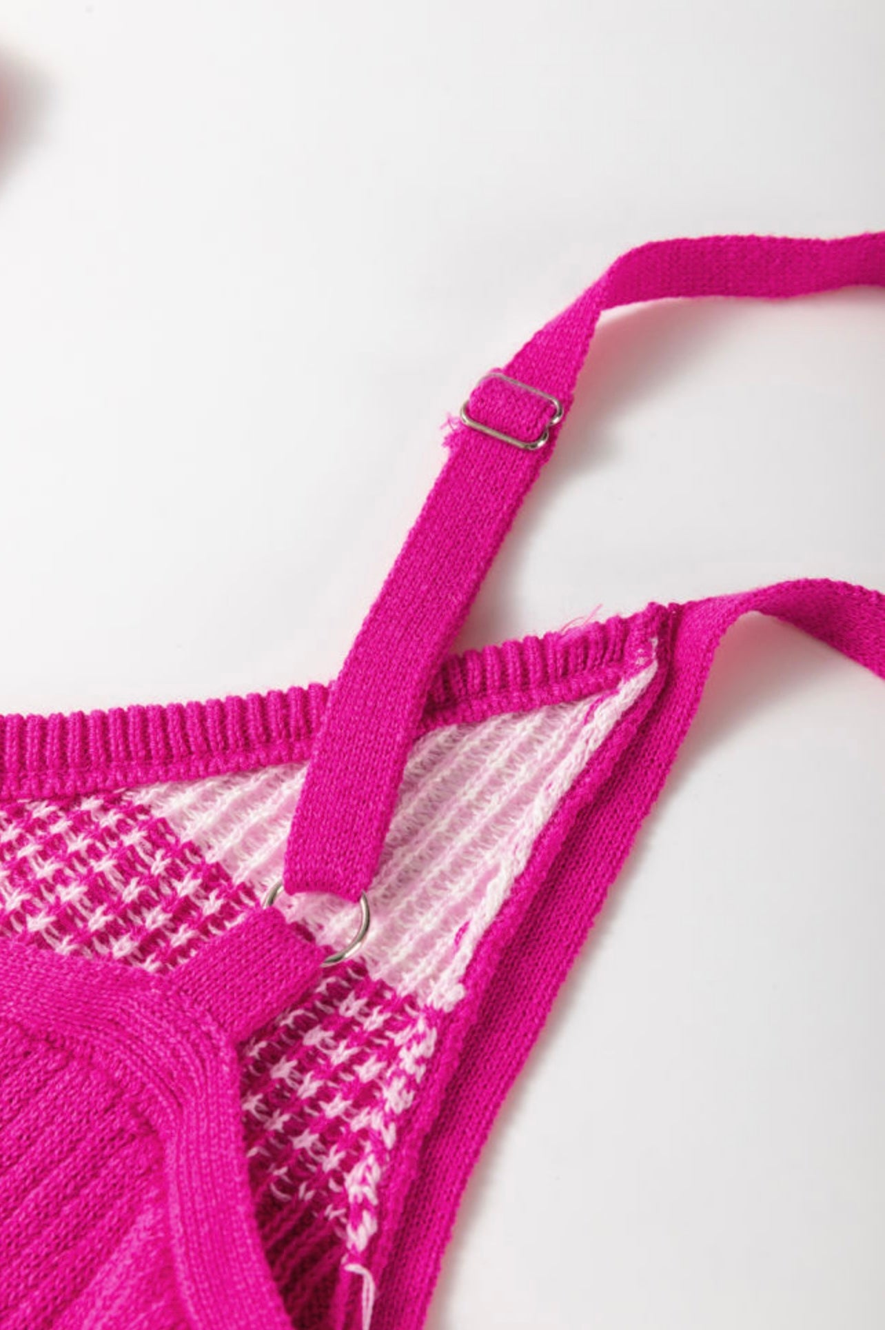 Pink Striped Sweater Tank with Adjustable Straps