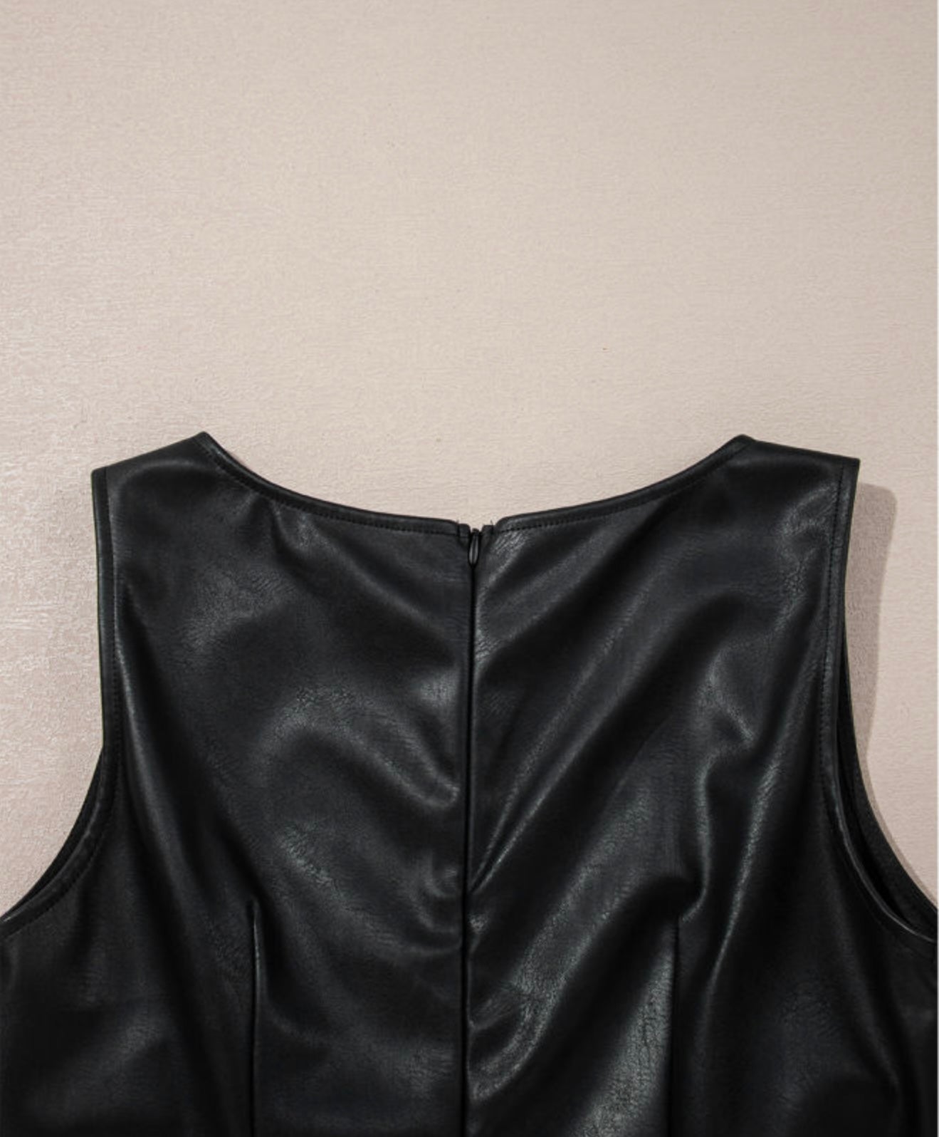 Black Leather Like Mini Dress