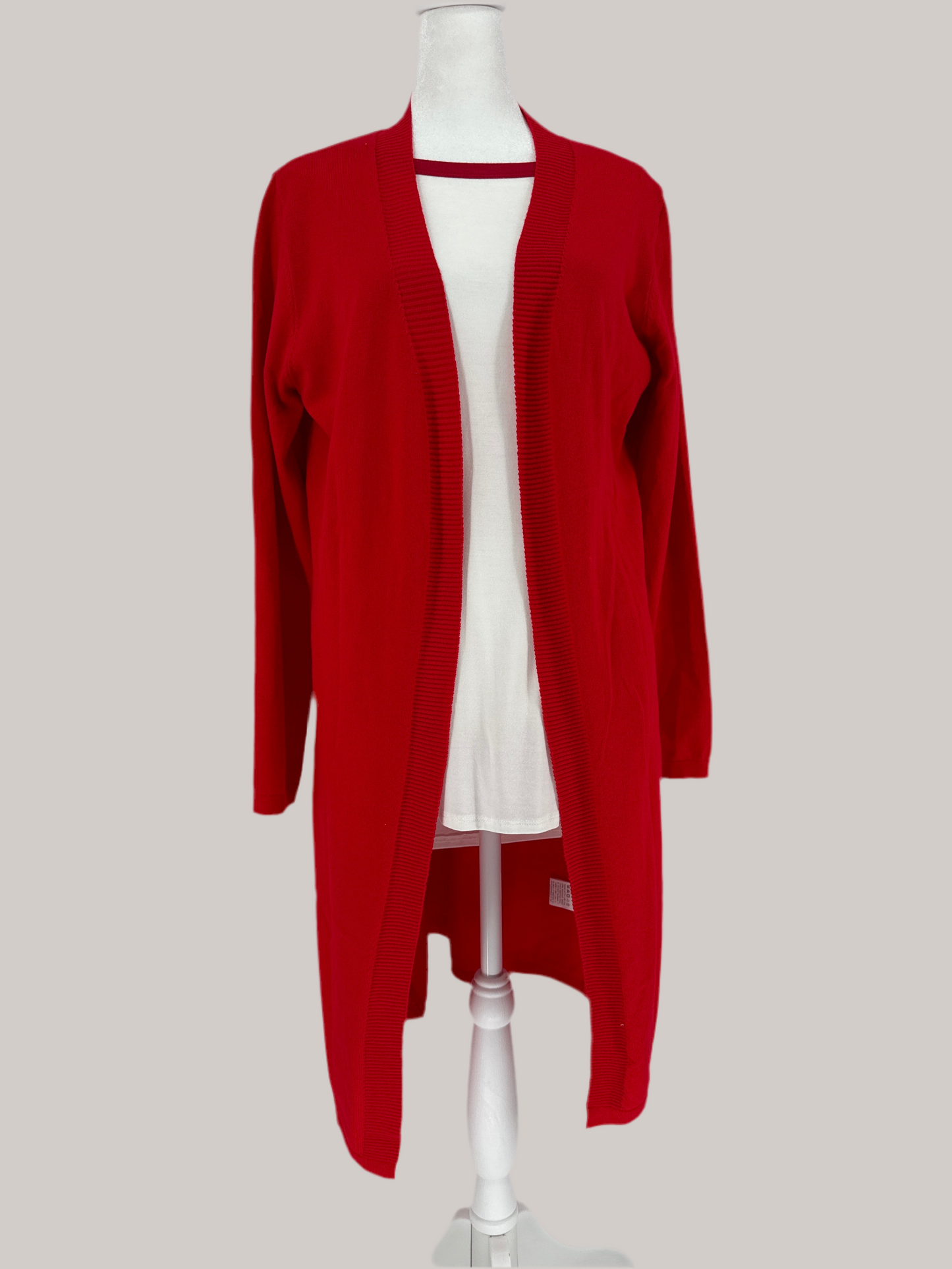 Red Open Front Cardigan Sweater