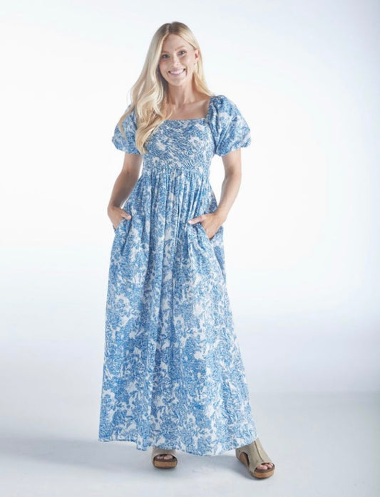 SS Blue and White Maxi Dress