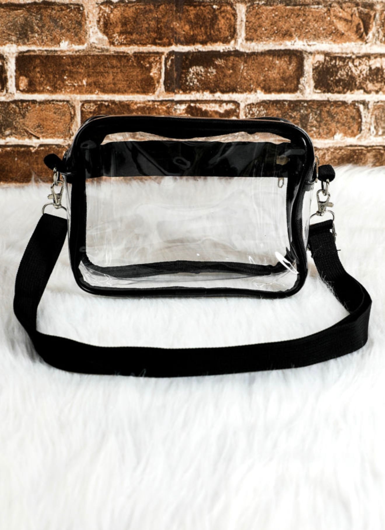 Clear Stadium Purse with Black Strap
