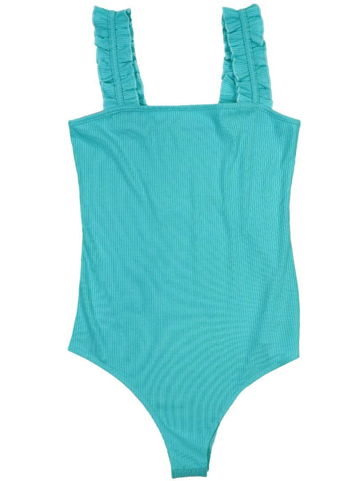 SS Body Suit with Ruffle Tank Straps