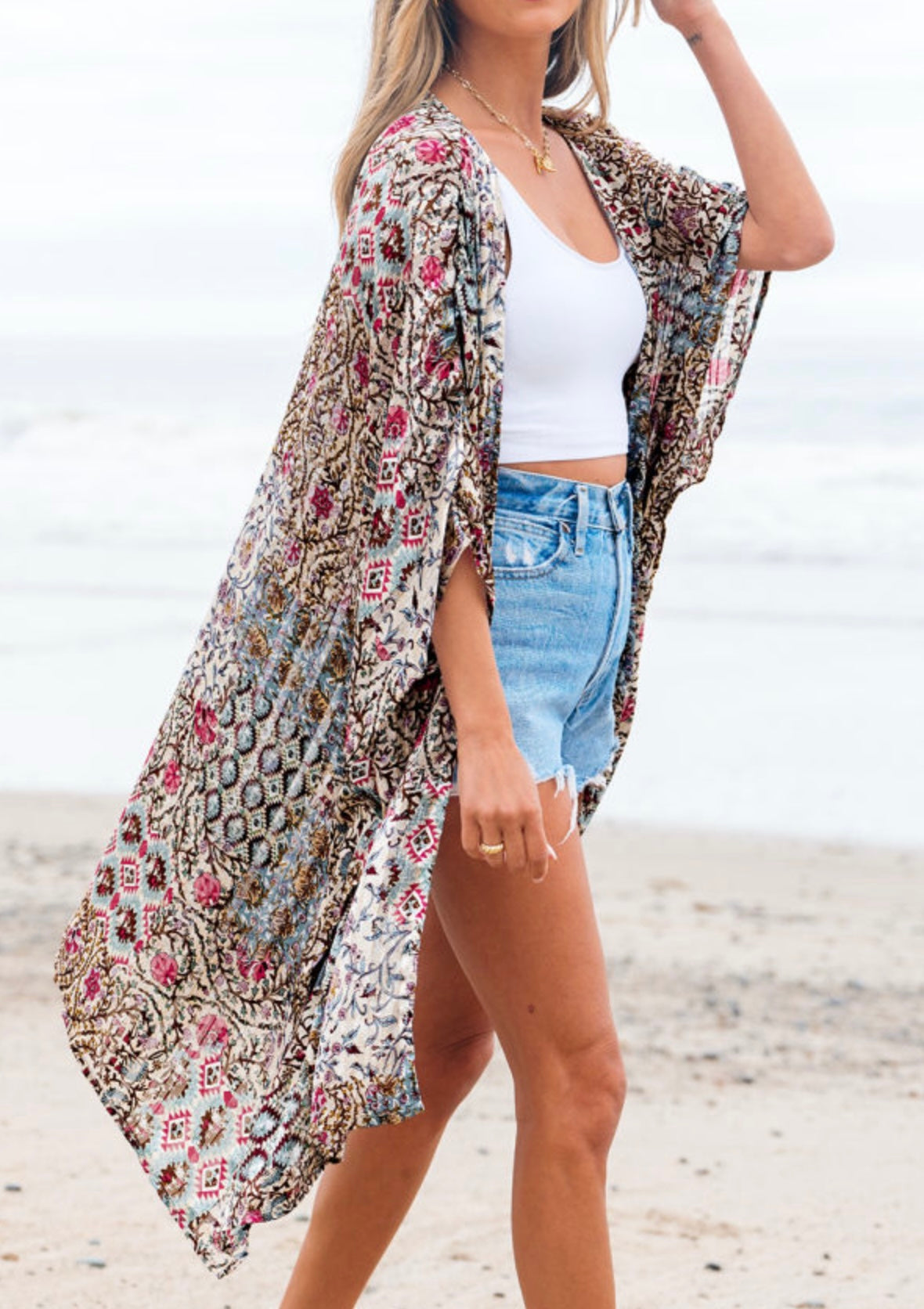 Multi Color Printed Kimono