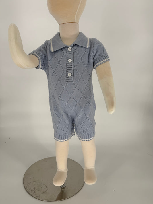 Sweater Romper with Buttons and Collar