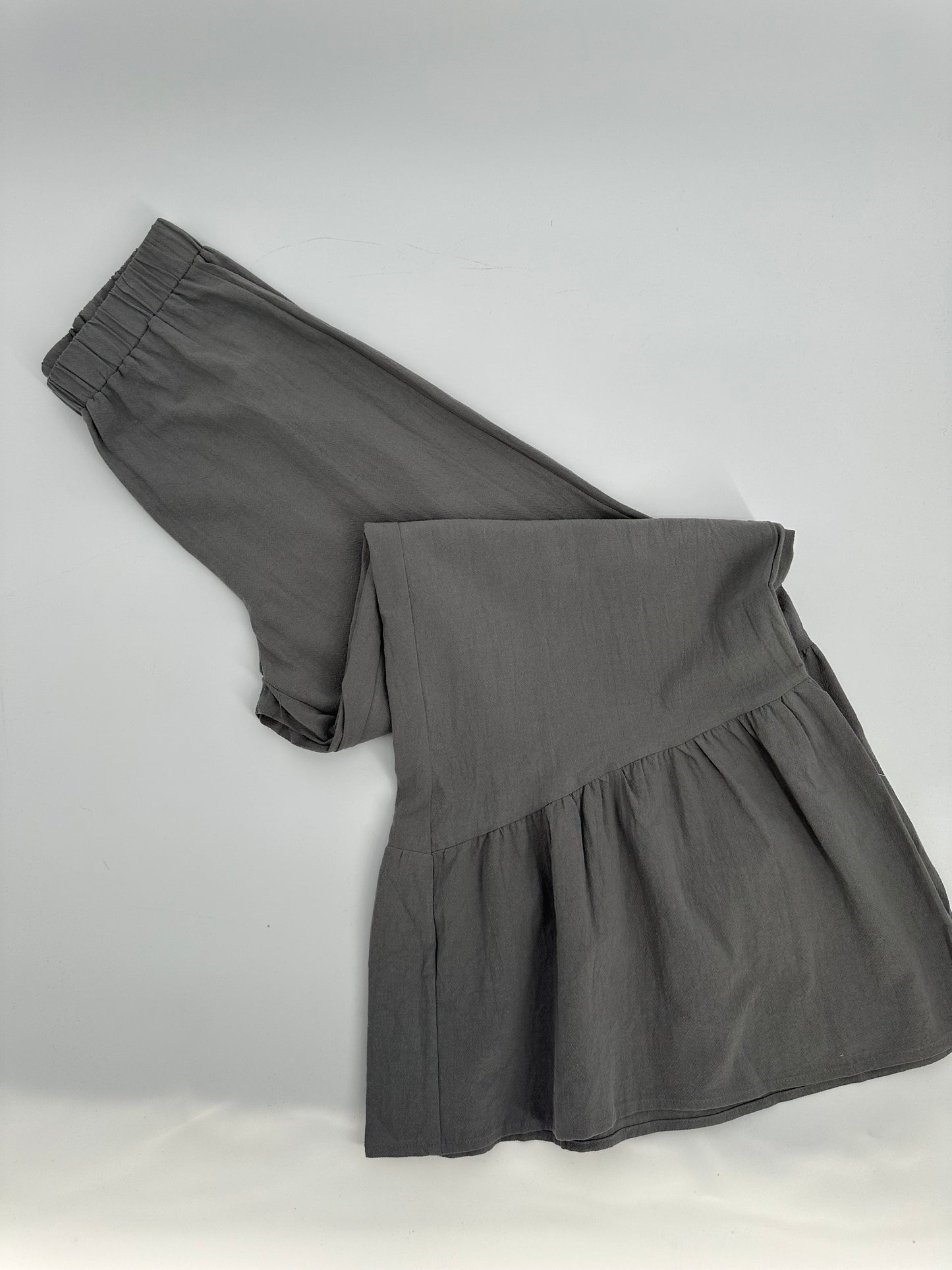 Gray Bell Bottom Tiered Pants