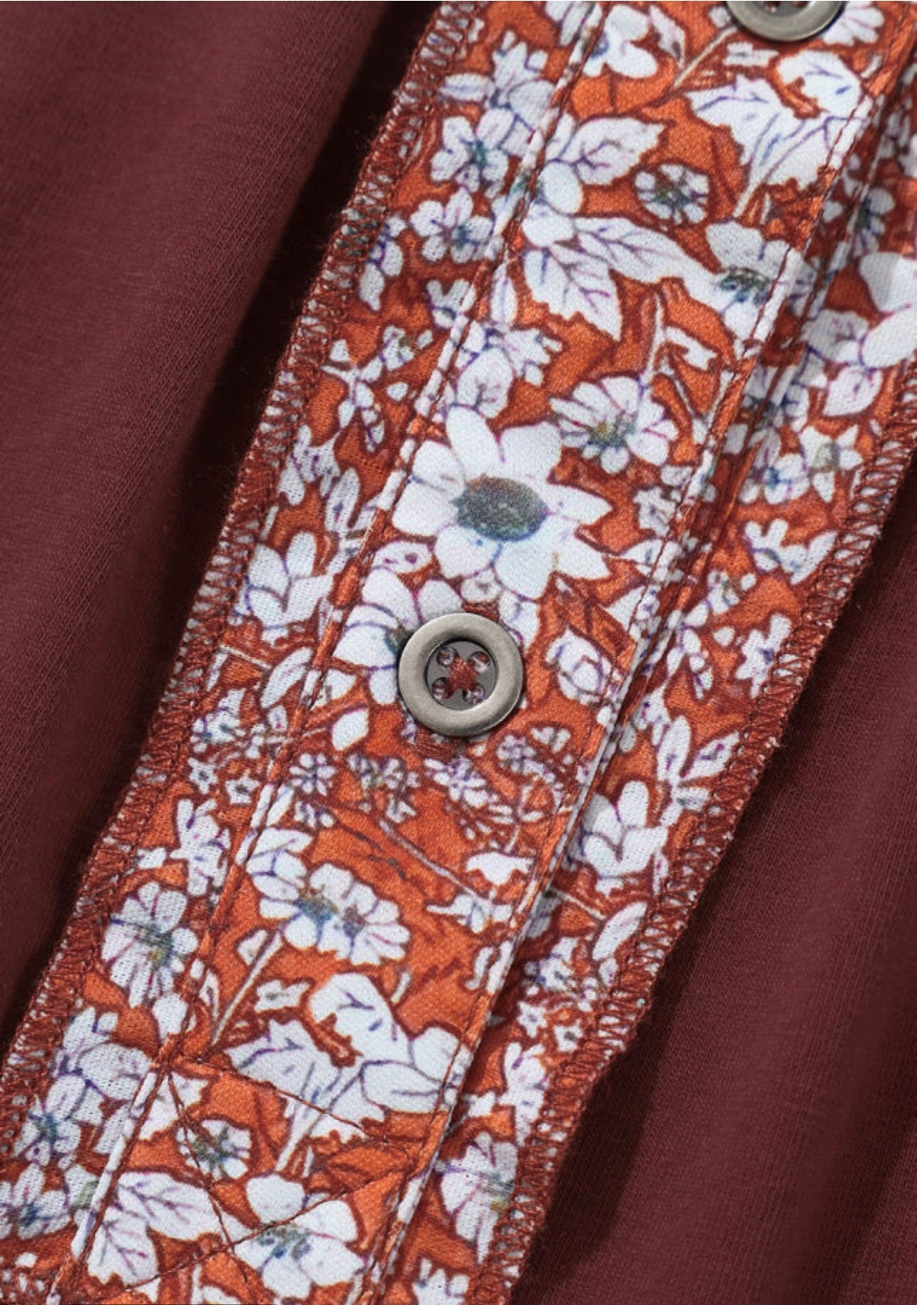 Burgundy Plaid and Floral Top