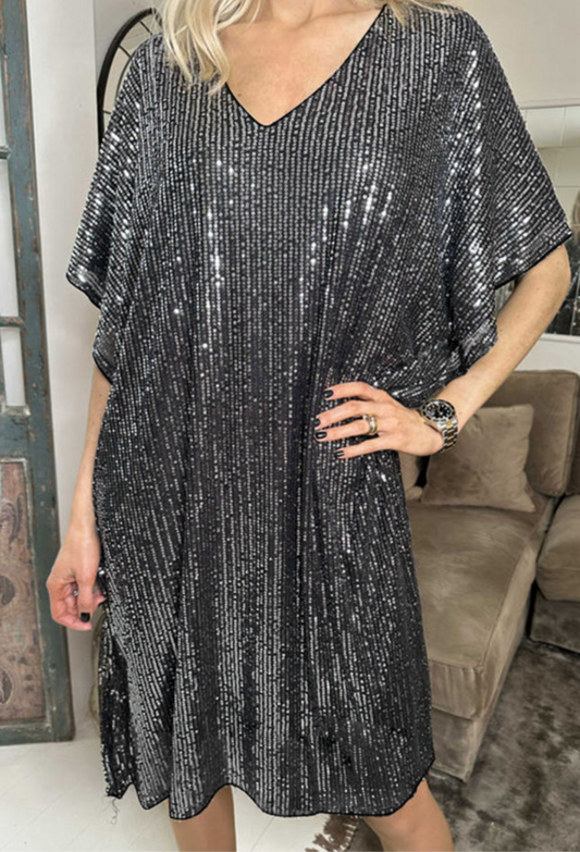 Silver Sequin Shimmer Dress