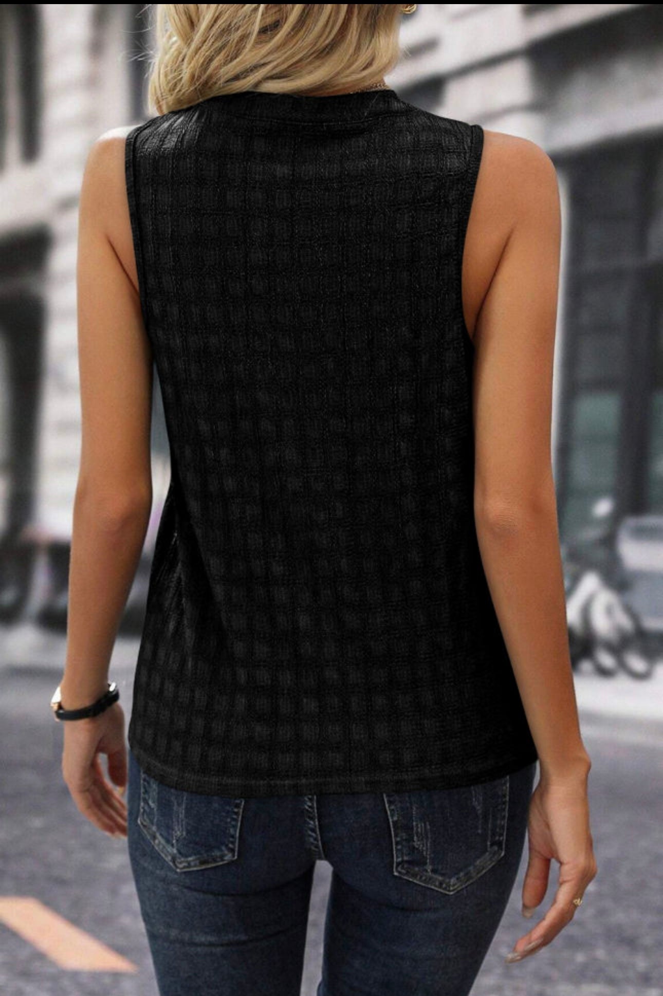 Black Split Neckline Style Blouse