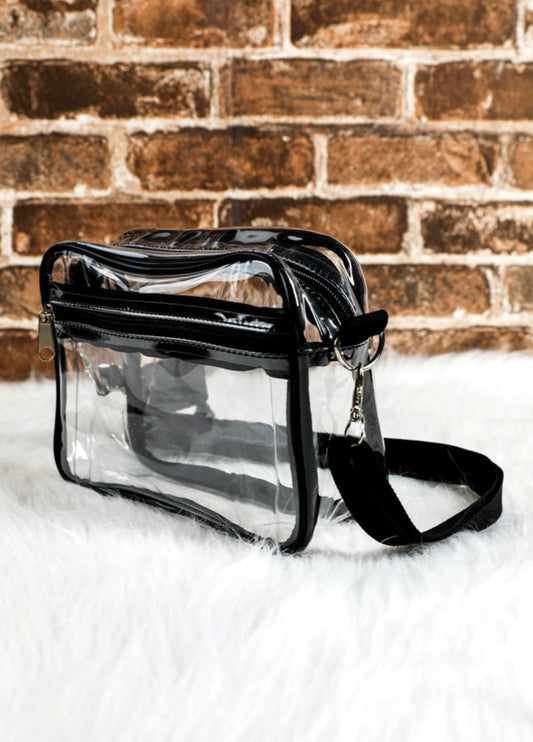 Clear Stadium Purse with Black Strap