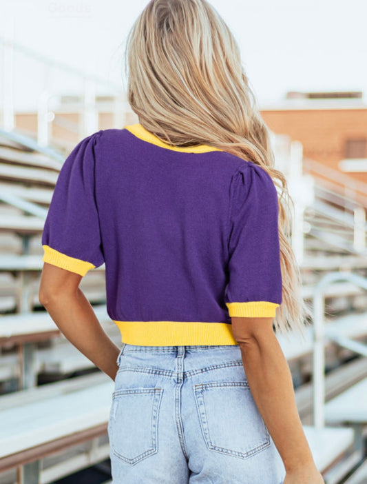 Purple and Gold Sequin football Sweater