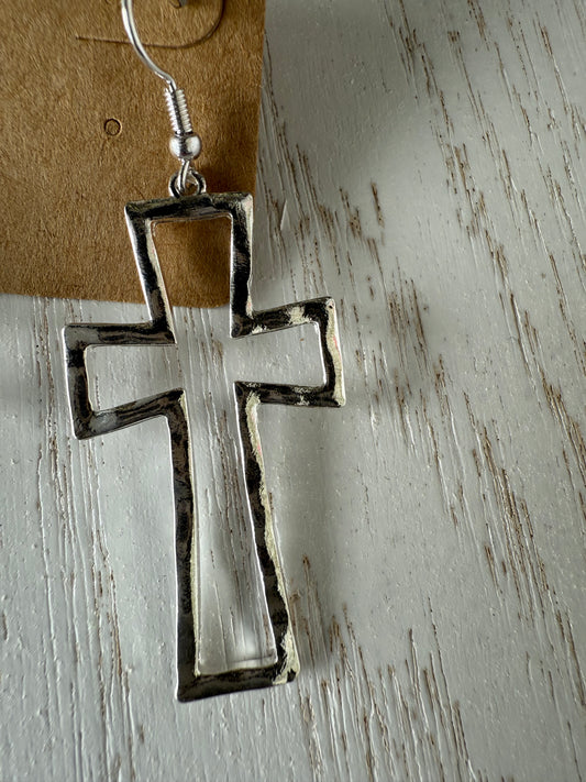 Silver Hammered Textured Earrings