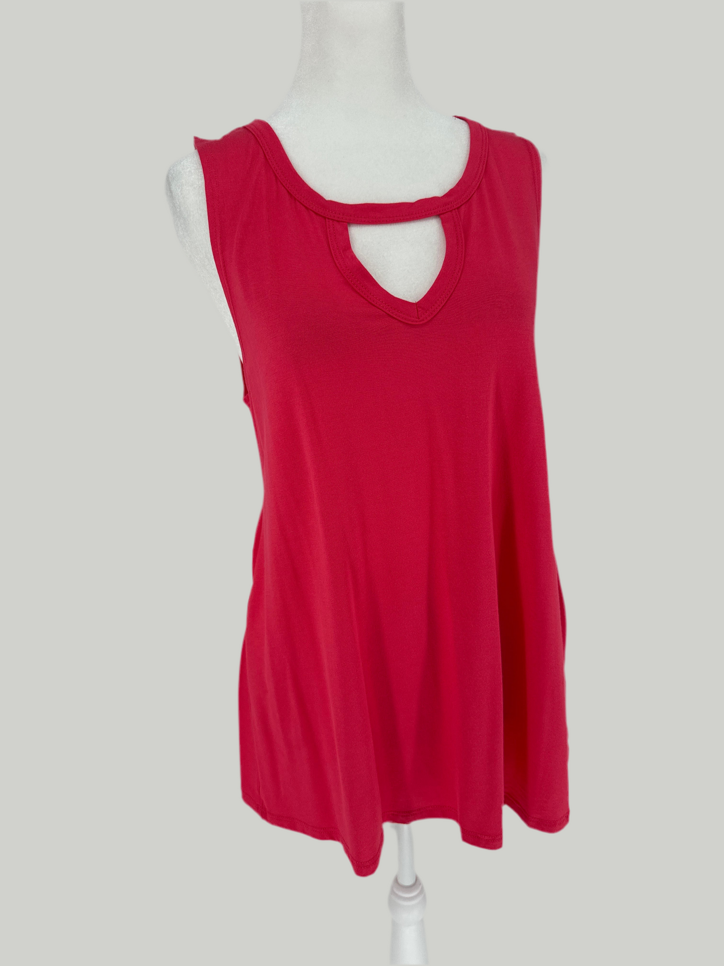 Pink Sleeveless V-neck Top