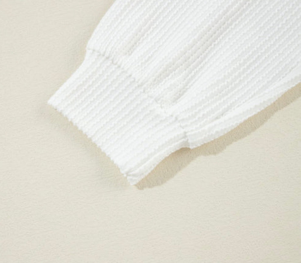 USA printed White Ribbed Texture Top