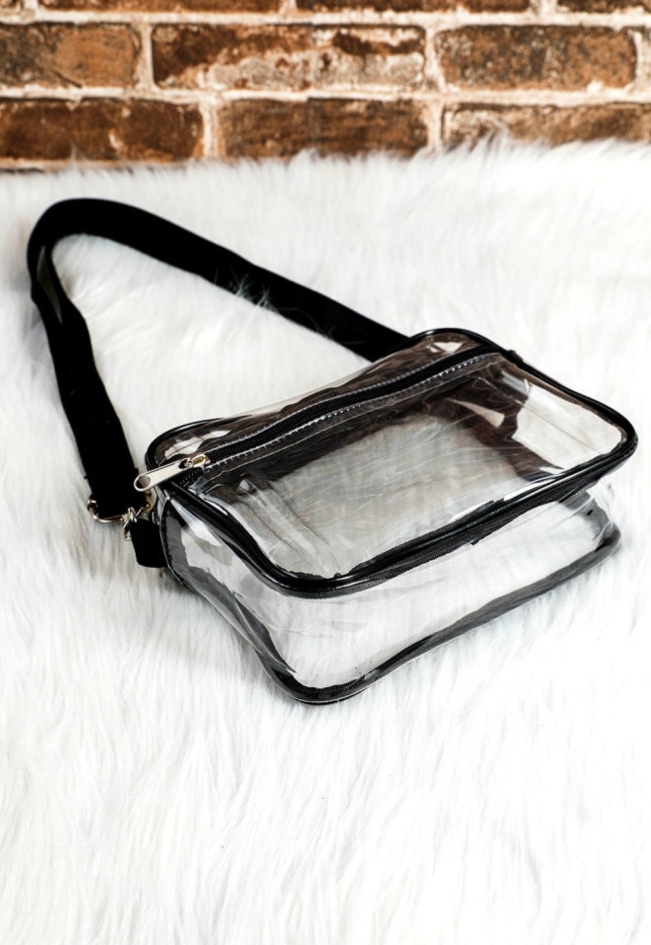 Clear Stadium Purse with Black Strap