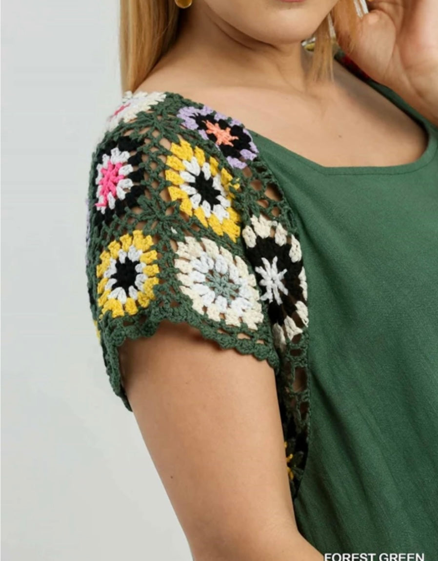 Umgee Crochet Sleeve Top