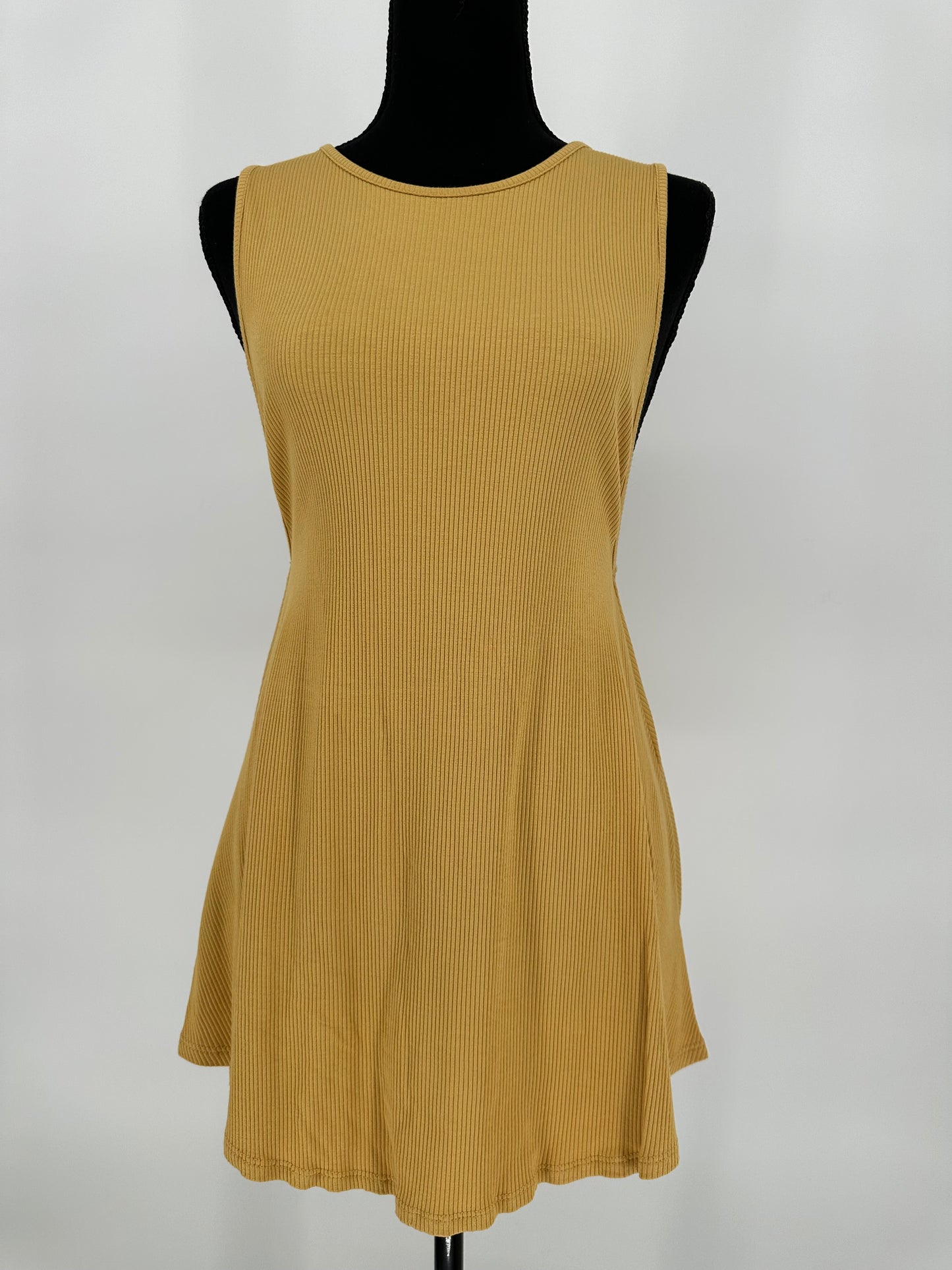 Mustard Ribbed Texture Low Back Top