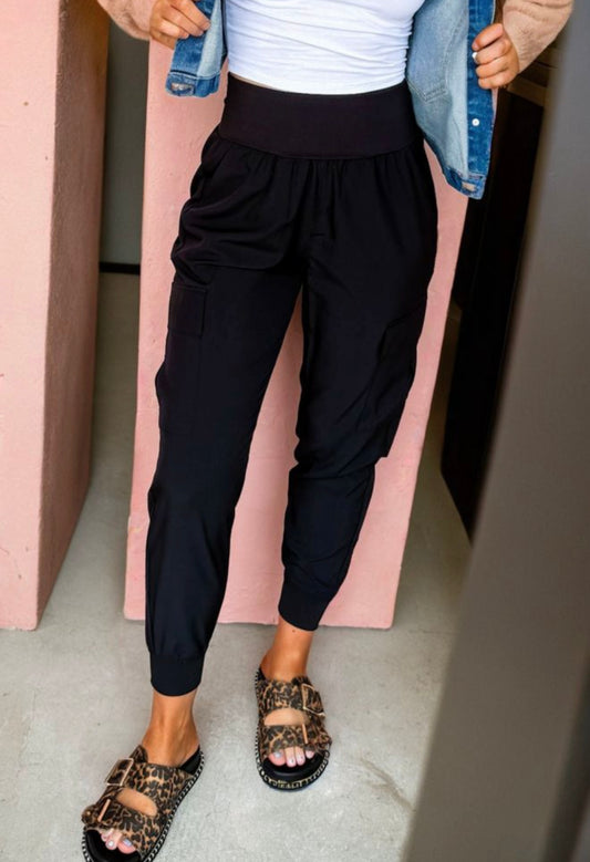 Black Cargo Jogger Style Pants