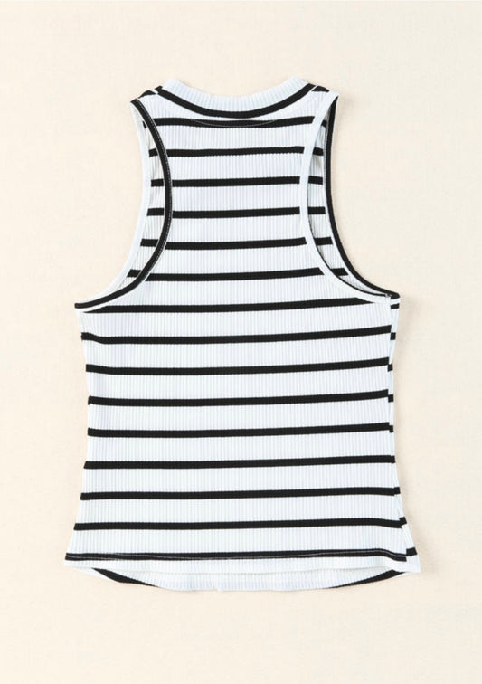 Black and White Ribbed Tank