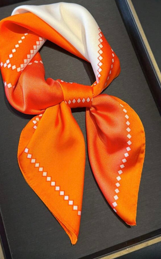 Orange and White Scarf 25”x25”