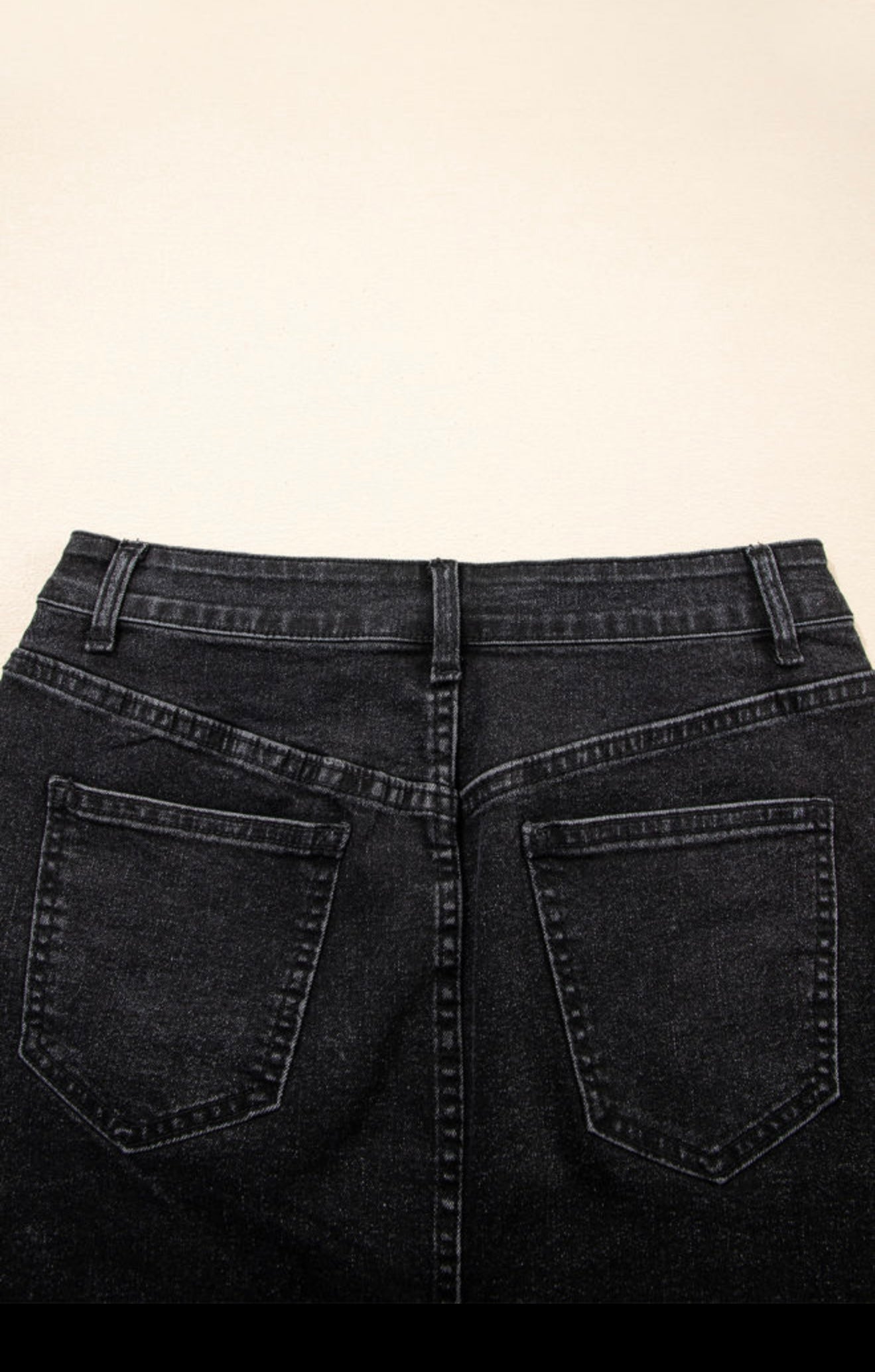 Mineral Washed Black Denim Mini Skirt