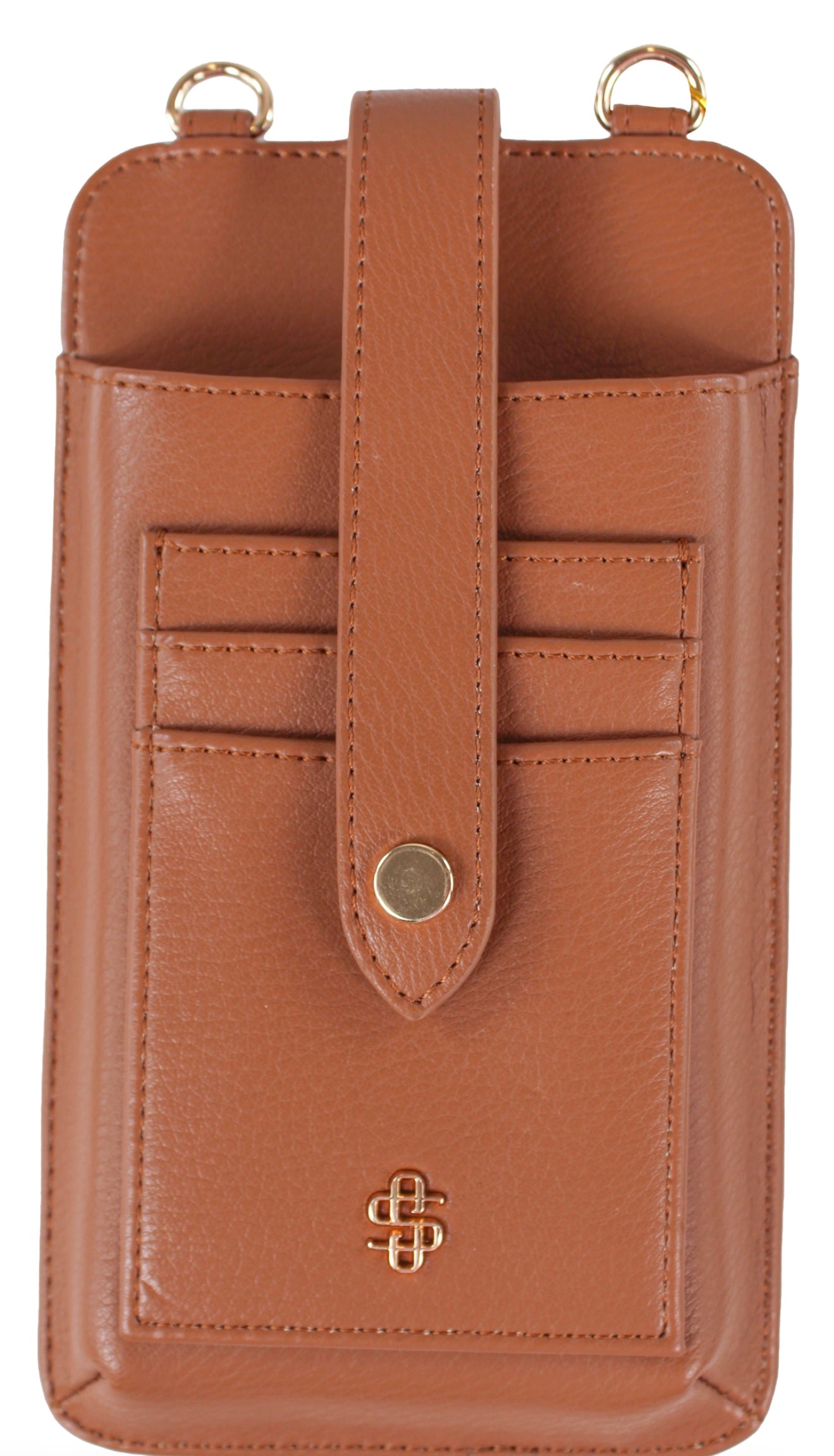 SS Leather Snap ID case with Crossbody Strap