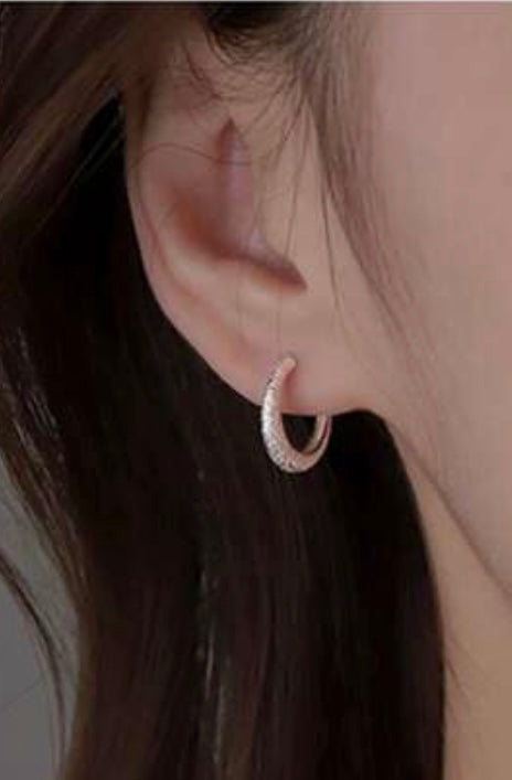 Silver Textured Surface Hoop