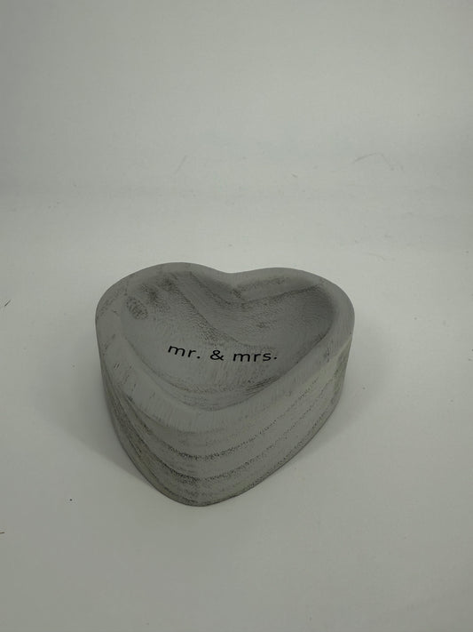 Gray Wooden Mr. And Mrs. Trinket Dish