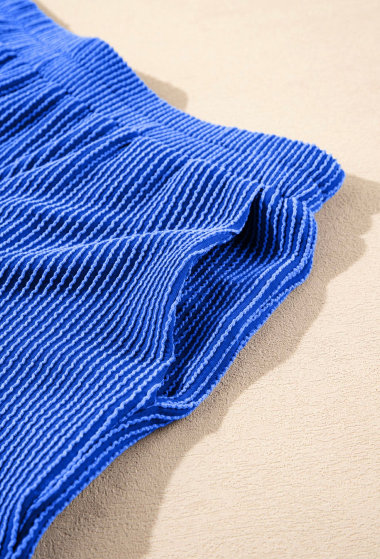 Royal Blue Ribbed Knit 2 Pc Short Set with Zipper