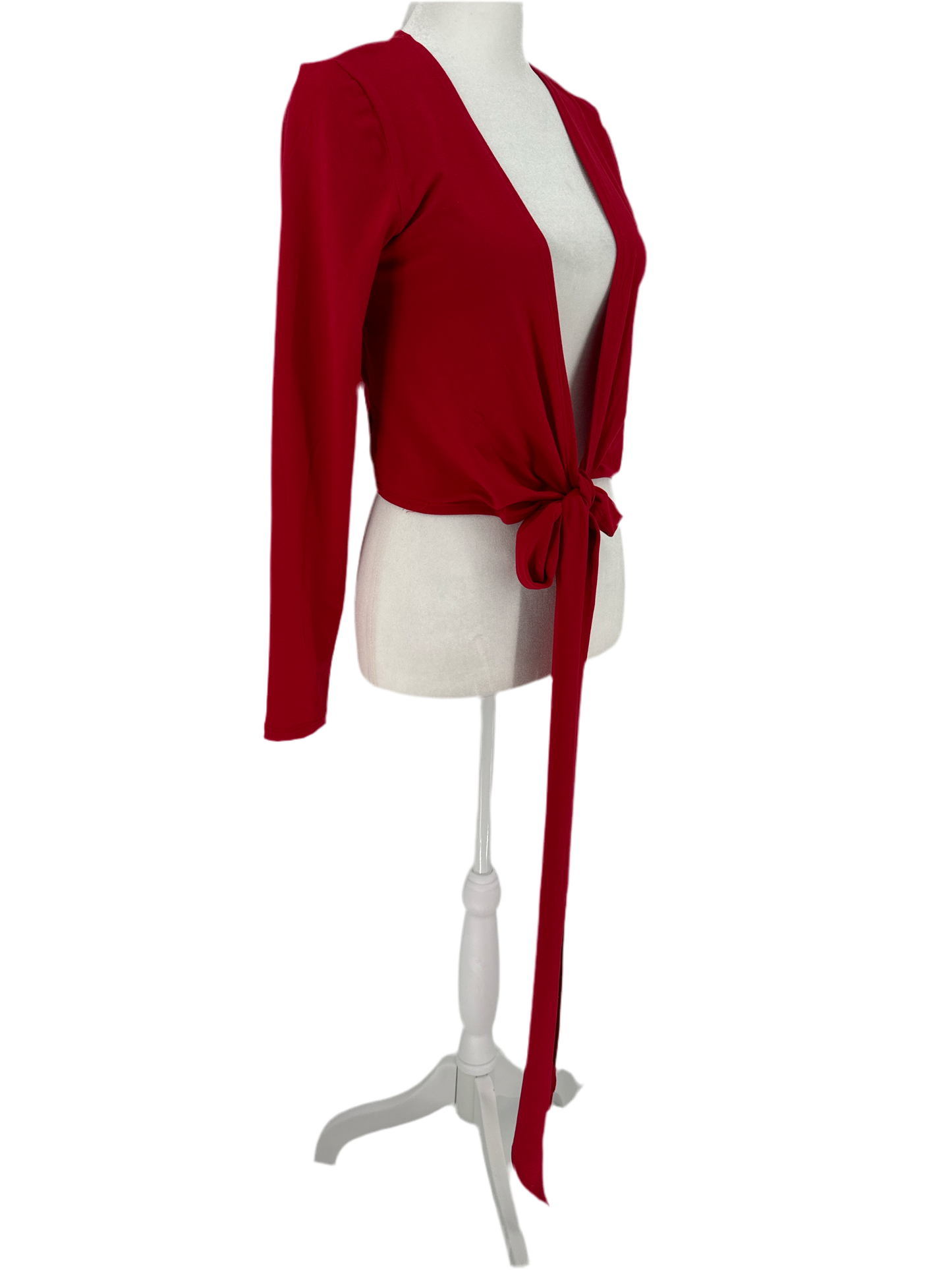 Red Wrap Around Crop Sweater Top