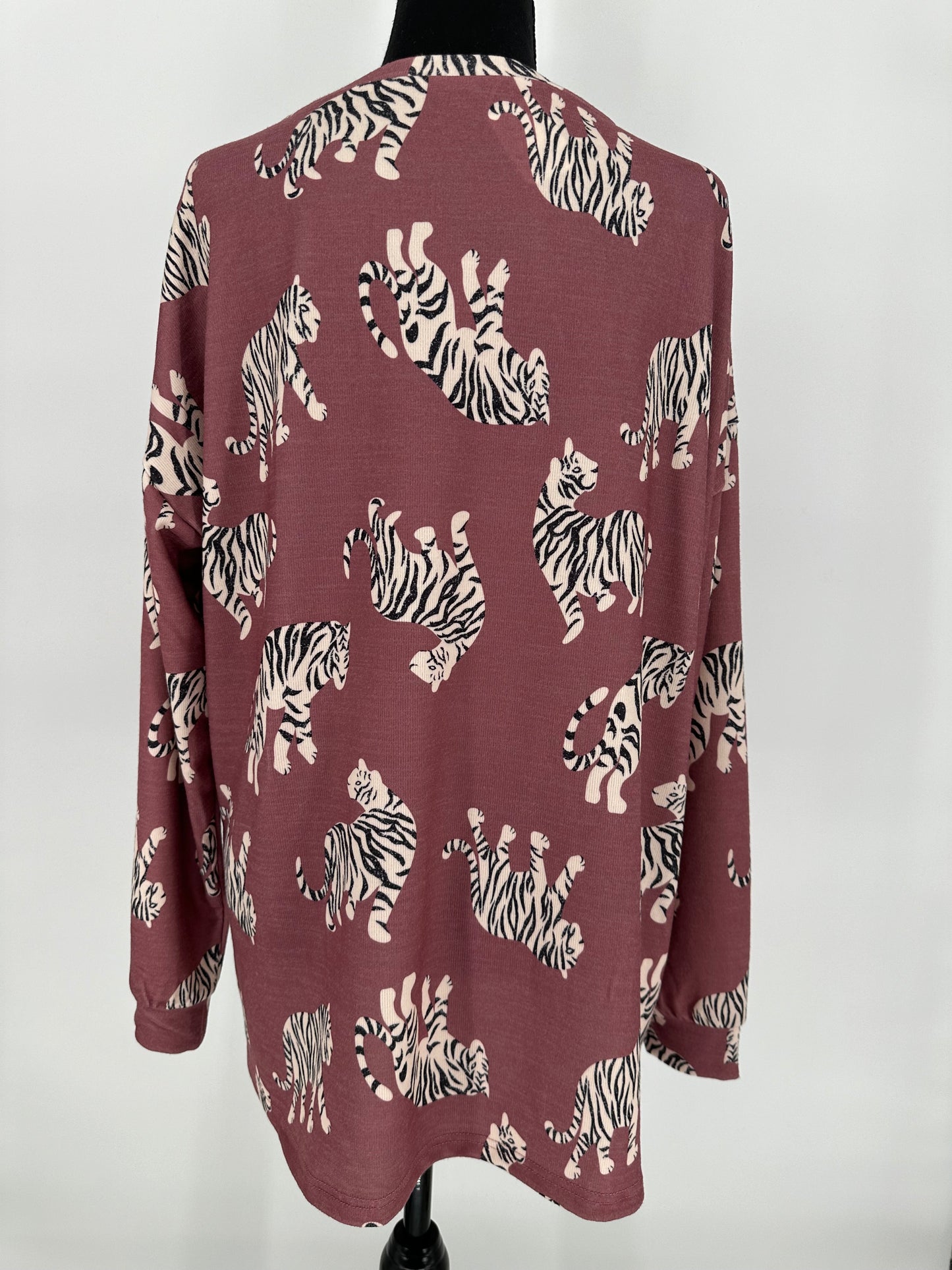 Mauve Tiger Print Lightweight Sweater Top
