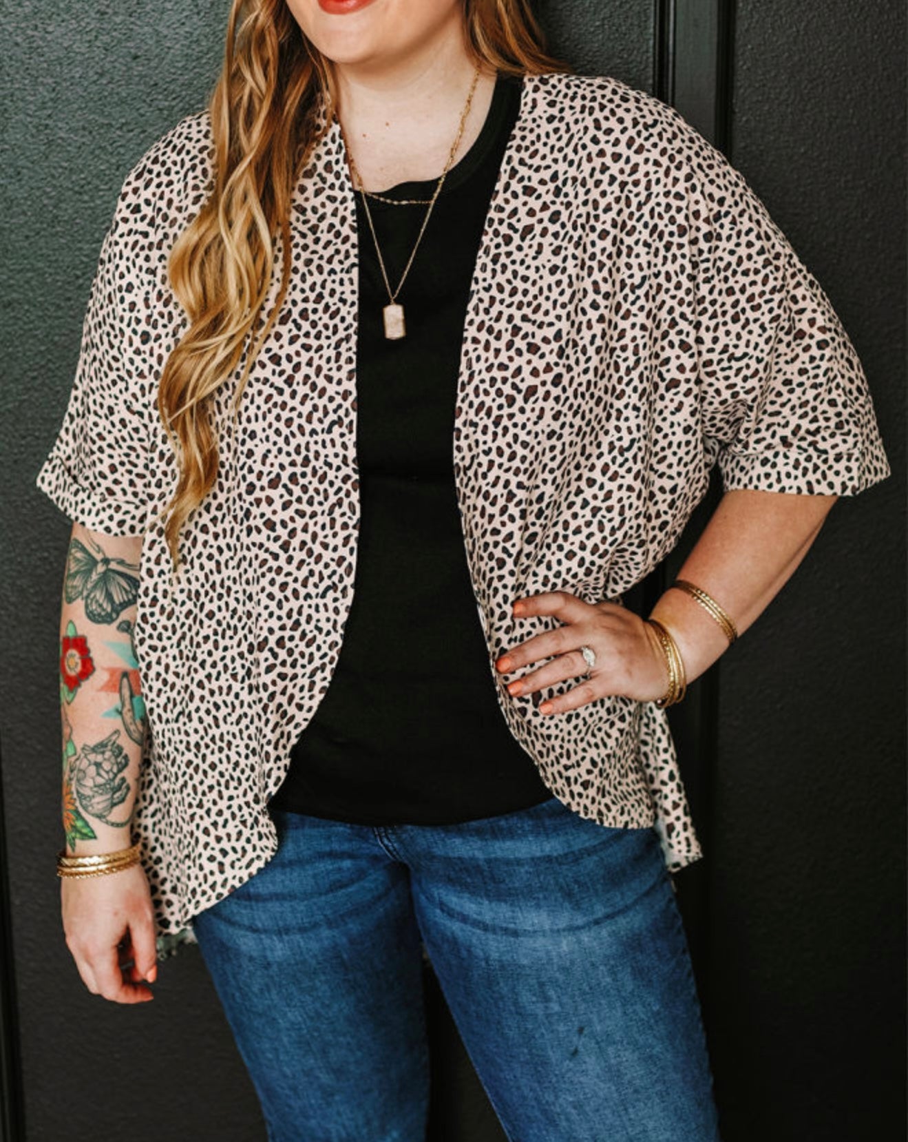 Short Sleeve Kimono in Animal Print