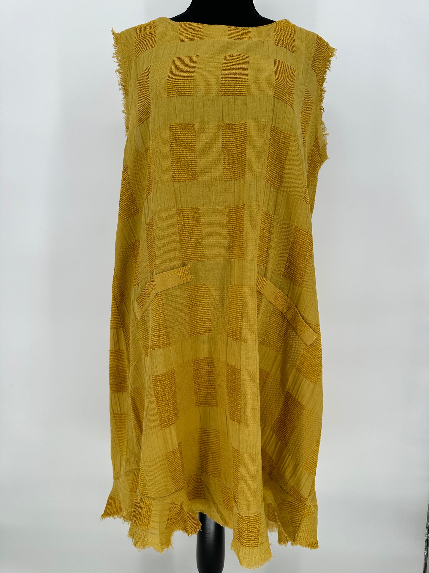 Umgee Green Yellow Sleeveless Dress