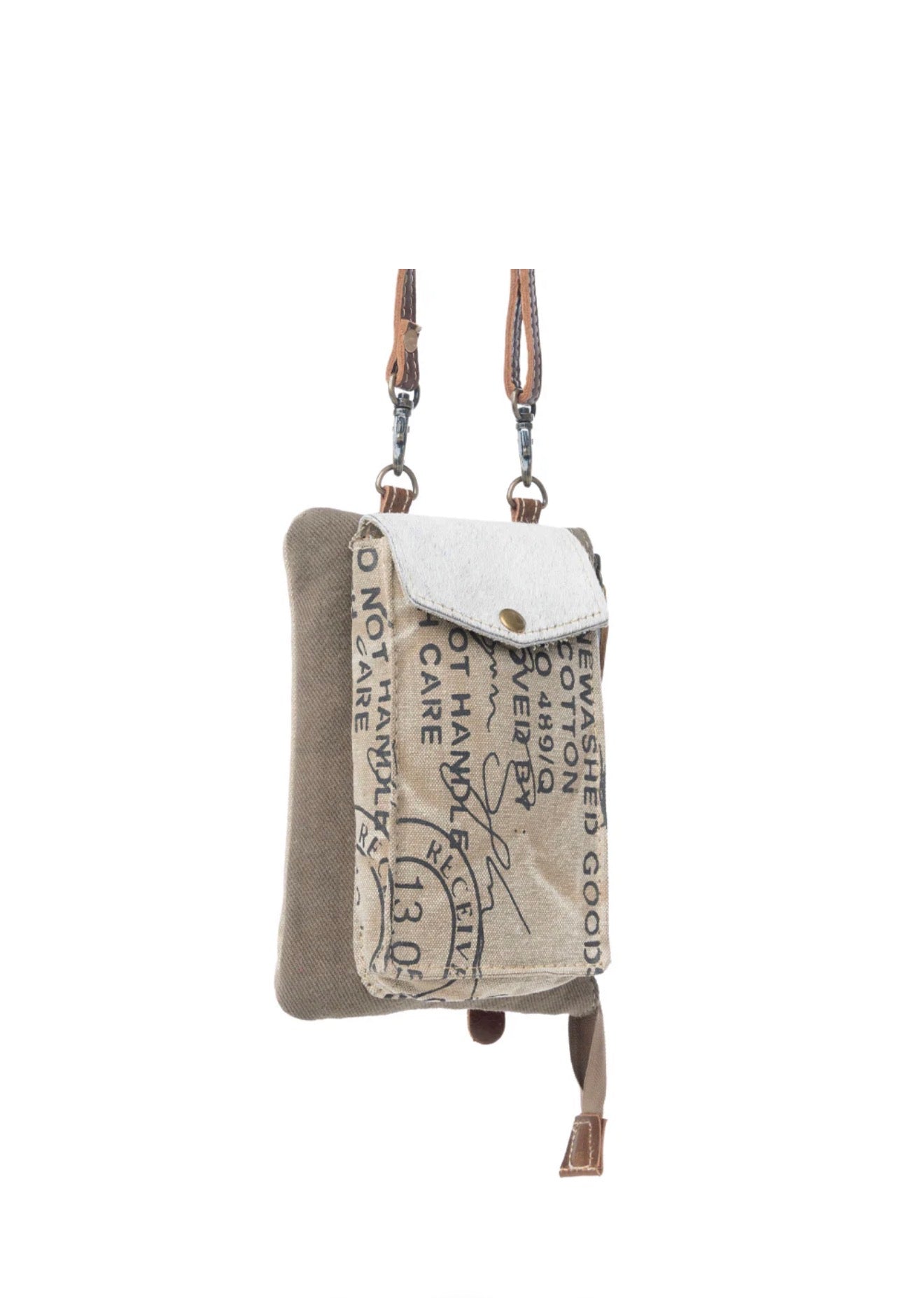 MY31 Stamp Pocket Zipper Pouch Bag with Outer Zip Pocket, Snap Pocket, and Shoulder Strap