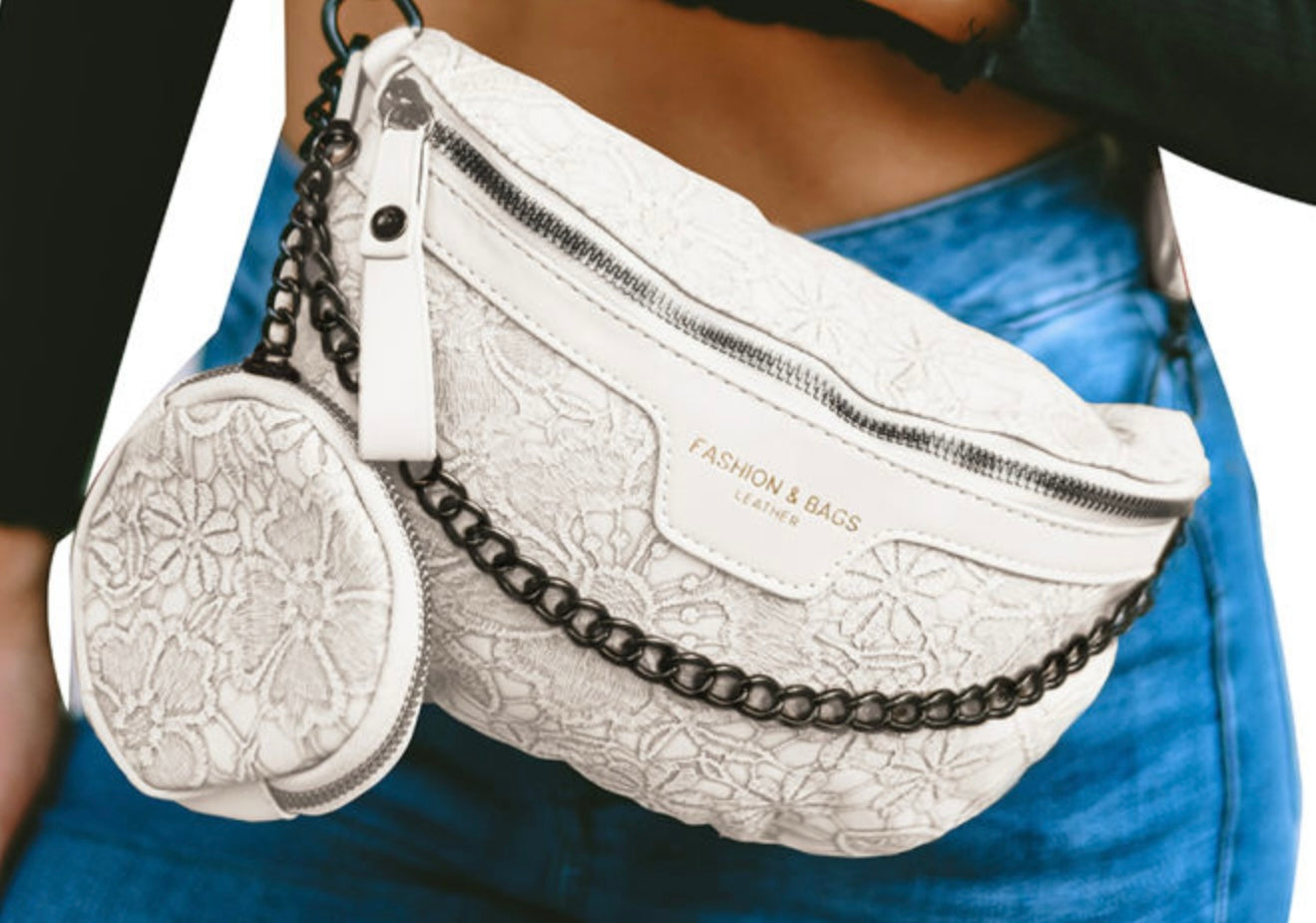 A26 White Crossbody Pouch Purse with Detachable Wallet