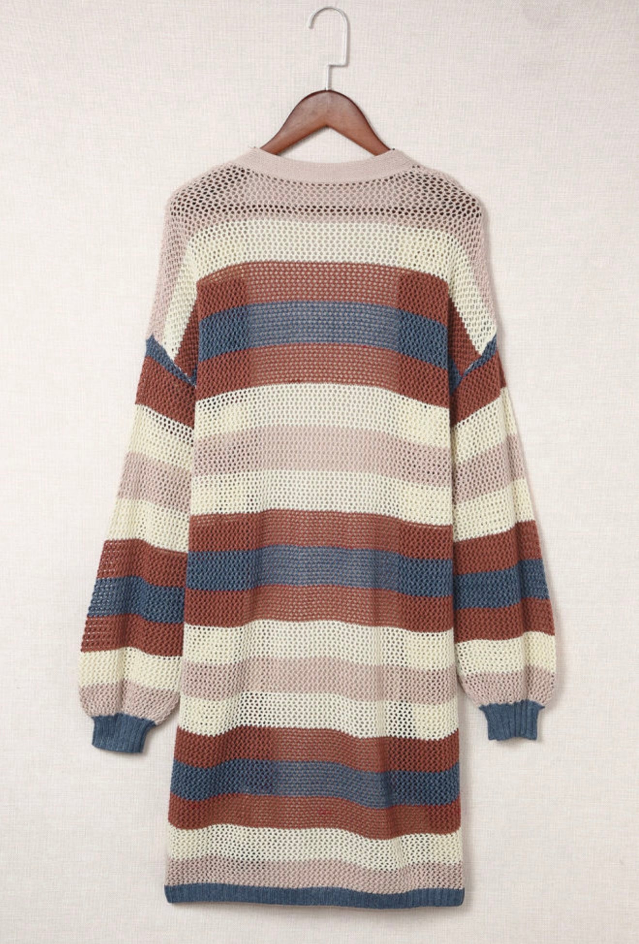 Striped Open Front Cardigan Sweater