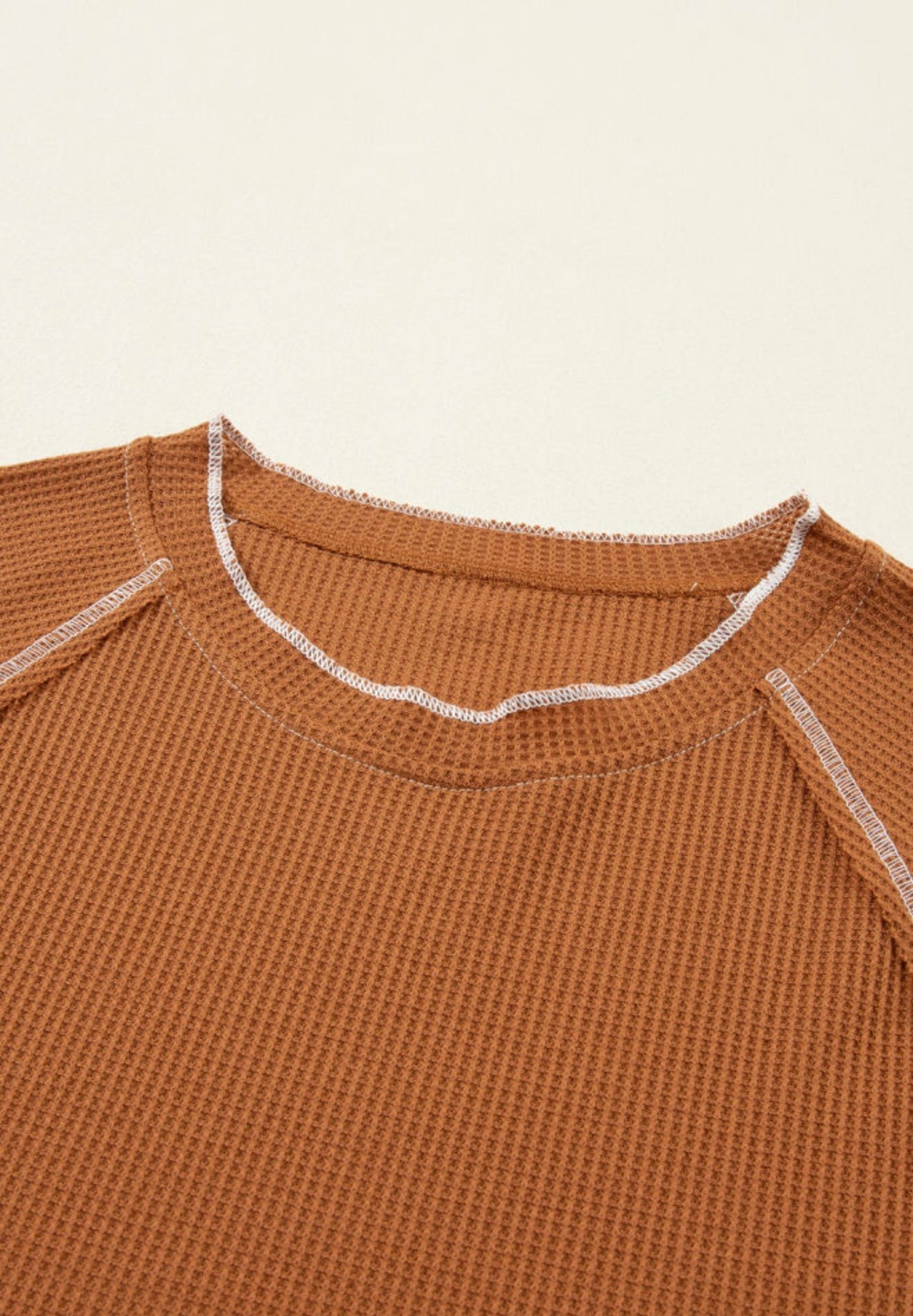 Chestnut Brown Exposed Seam Dress with Ruffle Hem