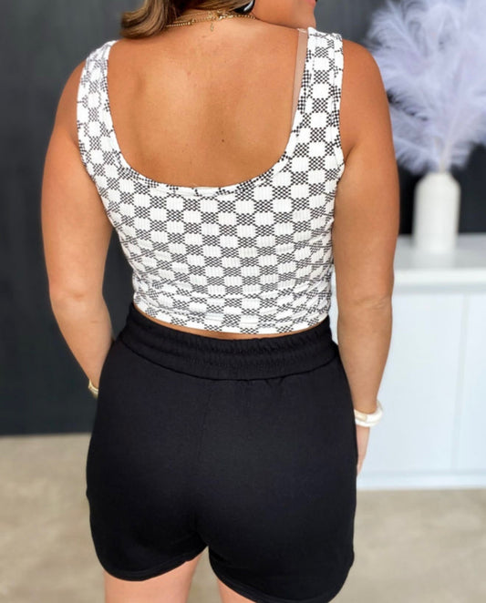 Black and White Checked Cropped Tank