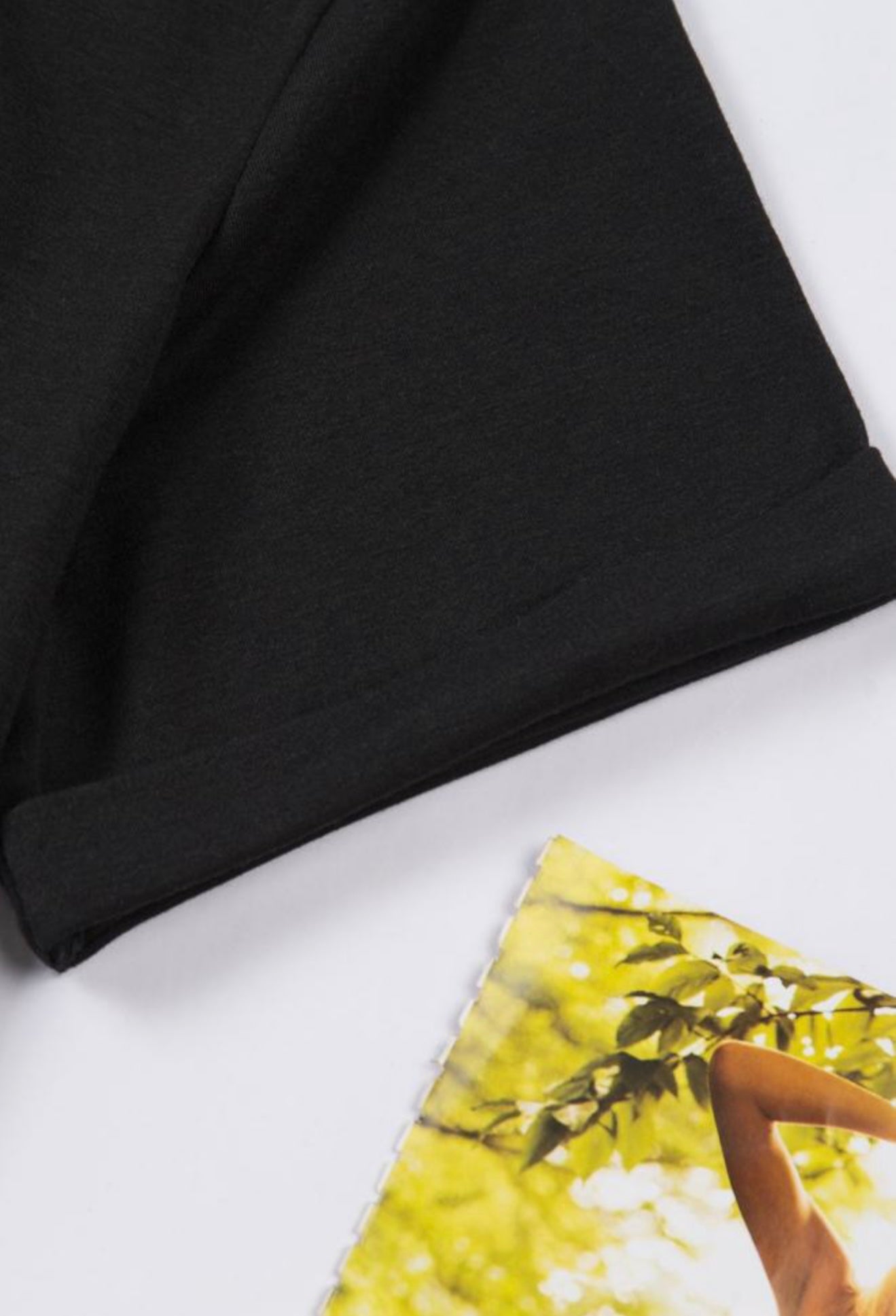Black T Shirt with Cuff Sleeves