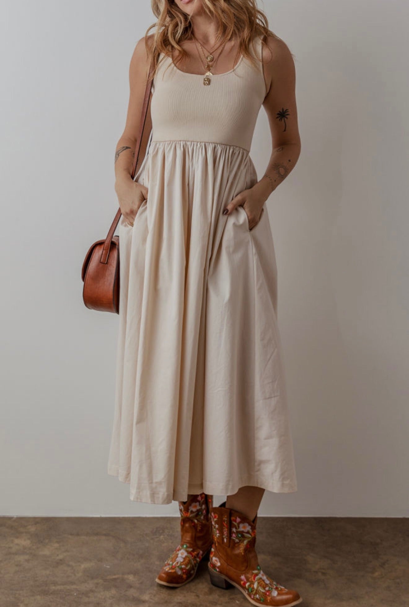 Tan Tank Style Maxi Dress