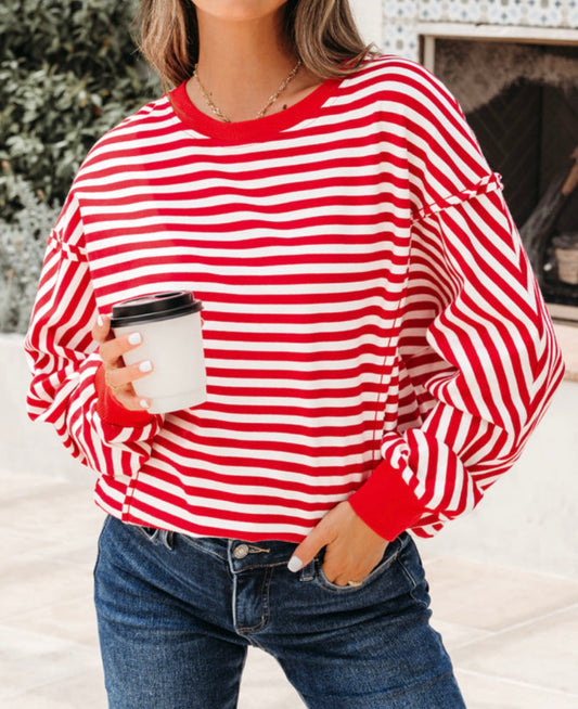 Red and White Stripe Top