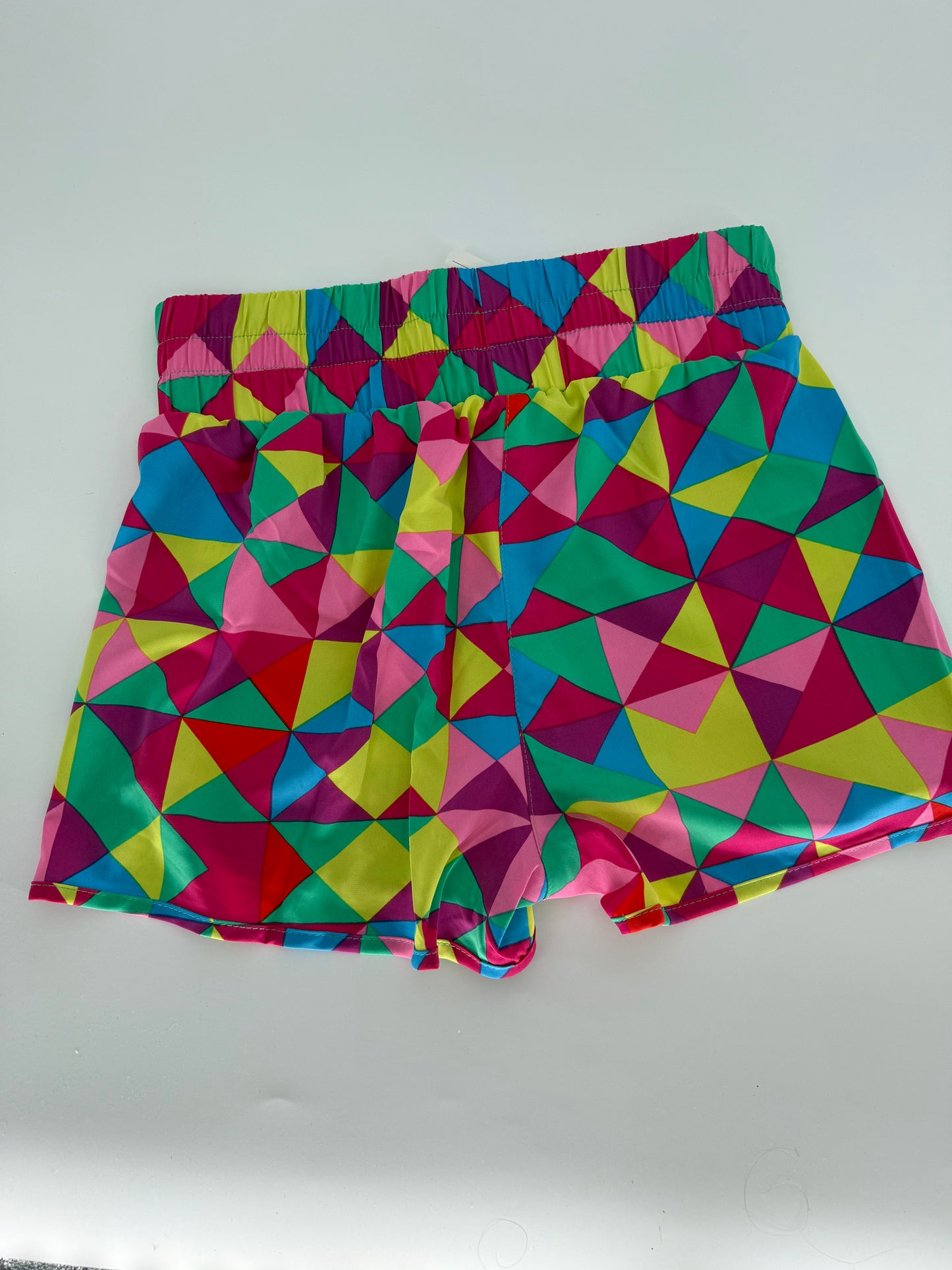 Multi Color Abstract Print Shorts with Wide Elastic Waist