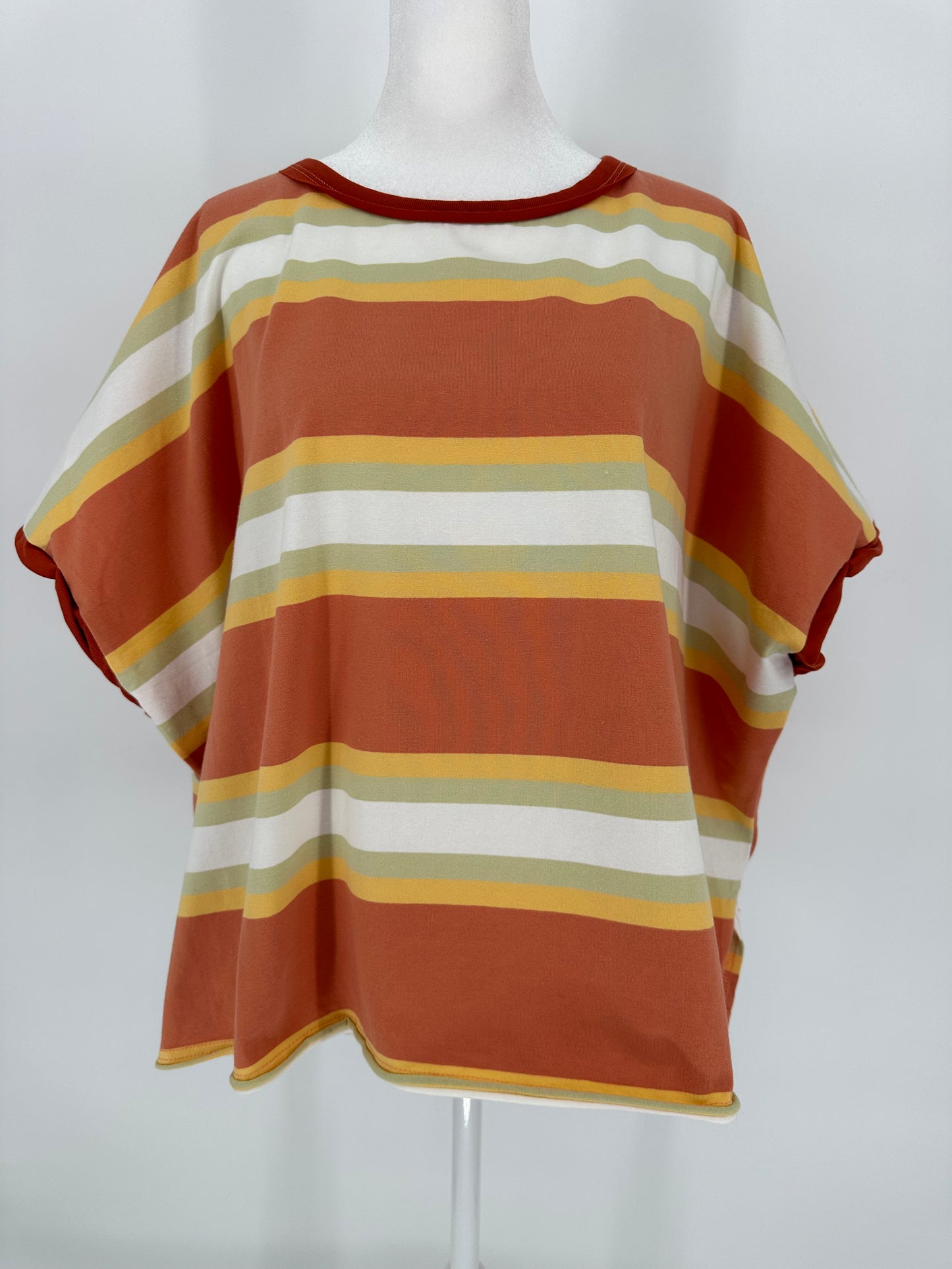 Umgee Burnt Orange Striped Crop Top with Side Splits
