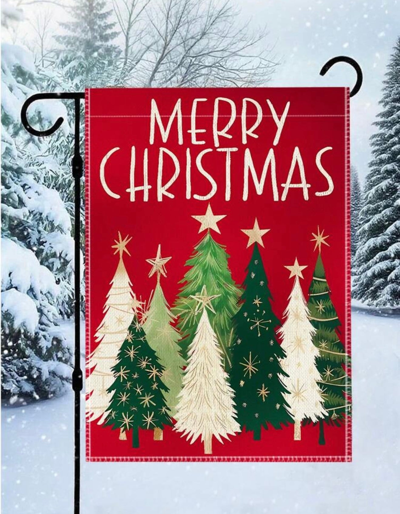 Merry Christmas Trees Small Garden Flag